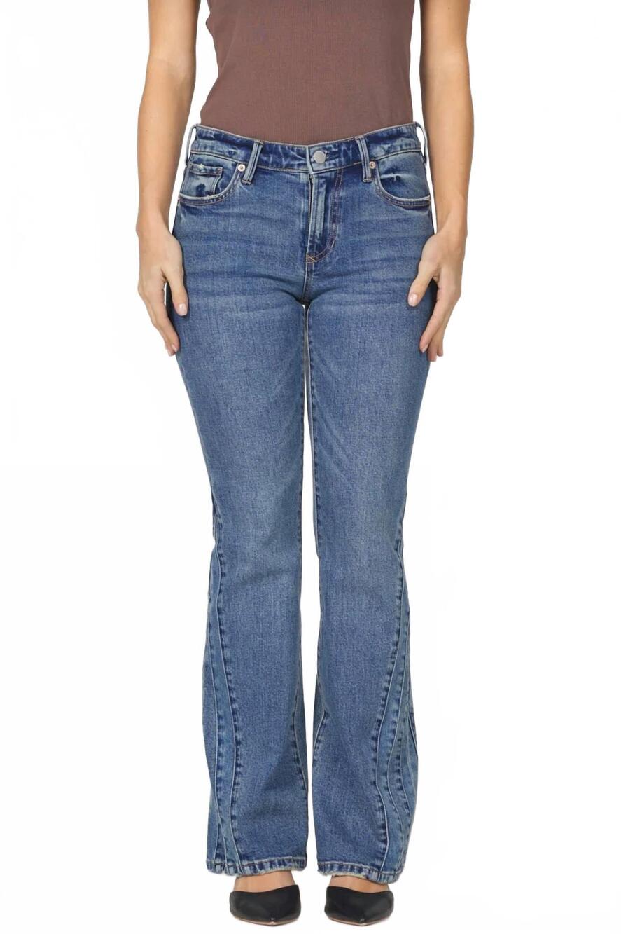 NEW DEAR JOHN DENIM rosa mid rise flare jeans in pool wave